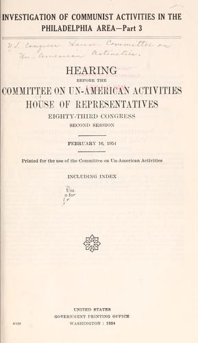 Investigation of Communist activities in the Philadelphia area.