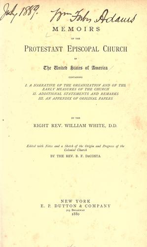 Memoirs of the Protestant Episcopal Church in the United States of America