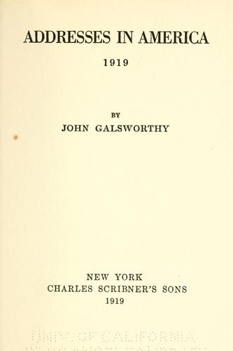 Addresses in America, 1919