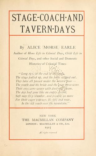 Stage-coach and tavern days.