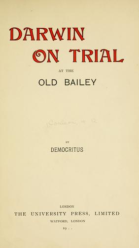 Darwin on trial at the Old Bailey