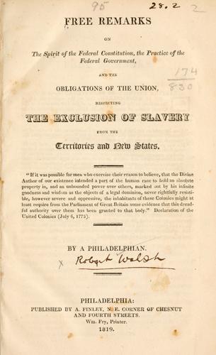 Free remarks on the spirit of the federal Constitution