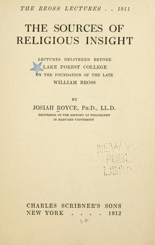 The  sources of religious insight