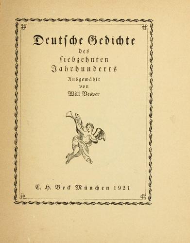 Deutsche Gedichte des siebzehnten Jahrhunderts.