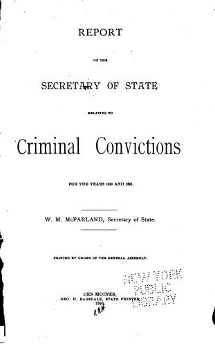 Report of the Secretary of State in Relation to the Criminal Returns of the ...