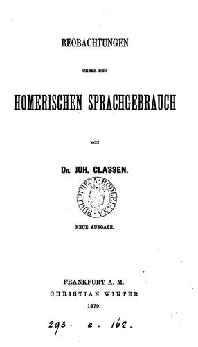 Beobachtungen über den homerischen Sprachgebrauch