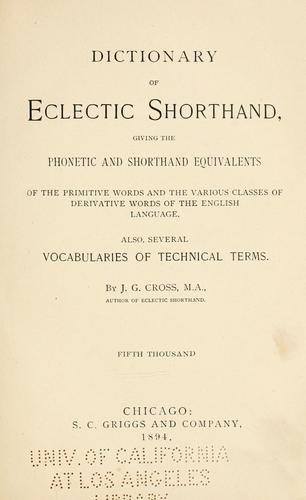 Dictionary of eclectic shorthand