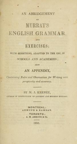 An abridgement of Murray's English grammar, and exercises