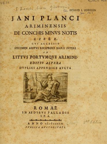 Jani Planci Ariminensis De conchis minus notis liber