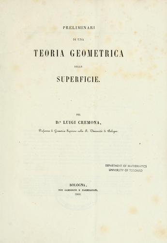 Preliminari di una teoria geometrica delle superficie