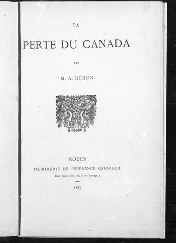 La perte du Canada