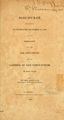 A discourse delivered at Plymouth December 22, 1809
