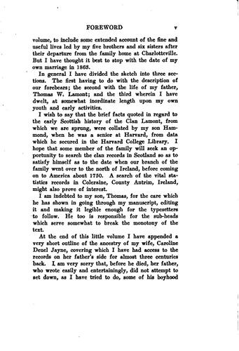 A brief account of the life at Charlotteville of Thomas William Lamont and of his family
