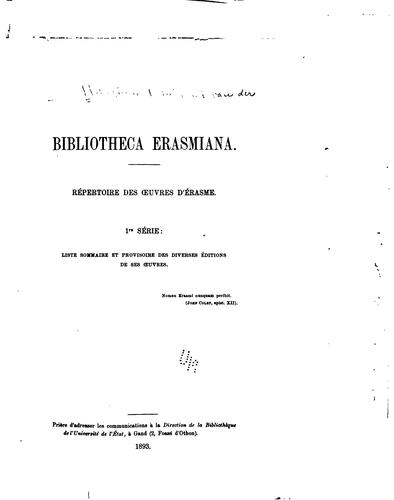 Bibliotheca Érasmiana.