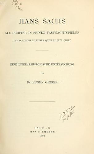 Hans Sachs als Dichter