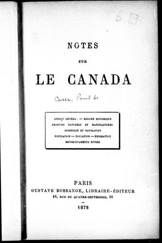 Notes sur le Canada