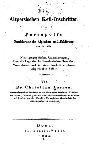Die altpersischen Keil-Inschriften von Persepolis