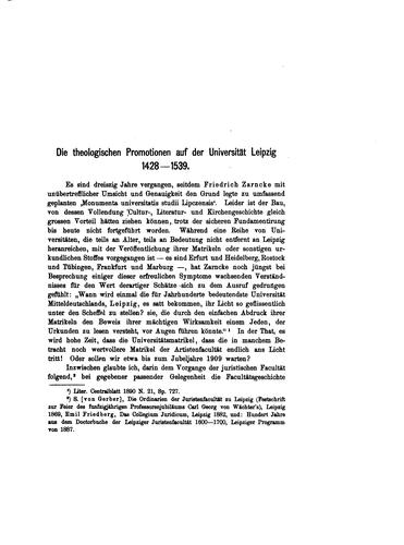 Die theologischen Promotionen auf der Universität Leipzig 1428-1539