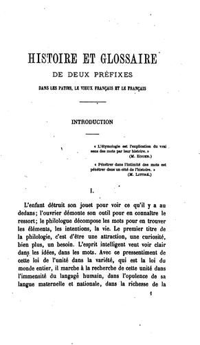 Histoire et glossaire de deux préfixes, dan les patois, le vieux français et le français