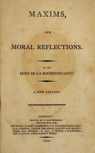 Maxims, and moral reflections.