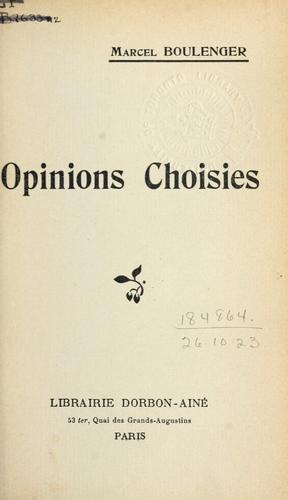 Opinions choisies.
