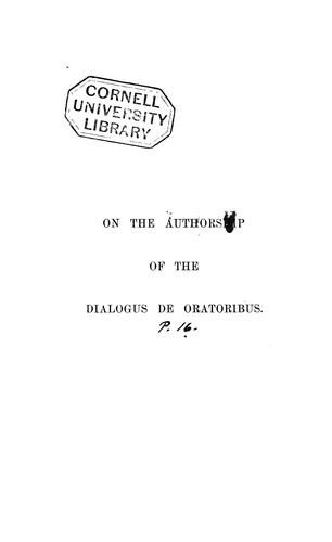 The authorship of the Dialogus de oratoribus