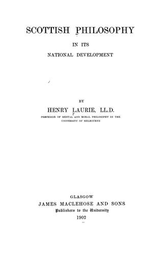 Scottish philosophy in its national development