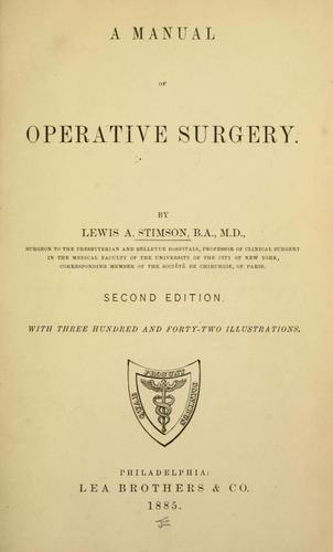 A manual of operative surgery.