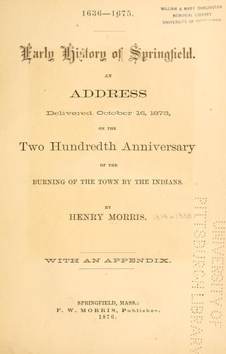 1636-1675 ; early history of Springfield