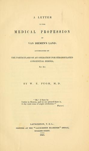 A letter to the medical profession of Van Diemen's Land