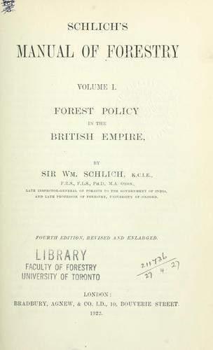 Schlich's manual of forestry