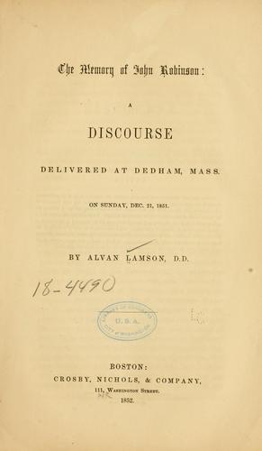 The memory of John Robinson