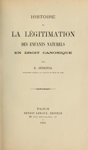 Histoire de la légitimation des enfants naturels en droit canonique