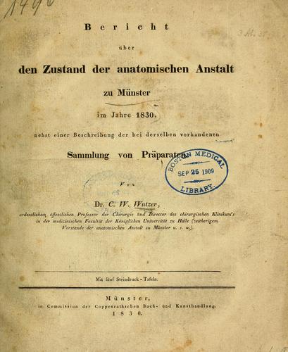Bericht über den Zustand der anatomischen Anstalt zu Münster im Jahre 1830