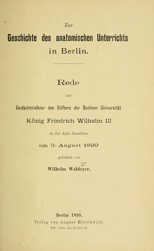 Zur Geschichte des anatomischen Unterrichts in Berlin