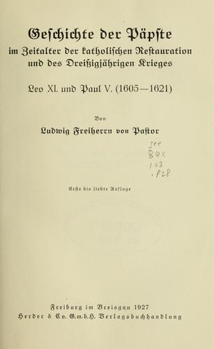 Geschichte der Päpste seit dem Ausgang des Mittelalters