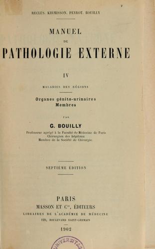 Manuel de pathologie externe