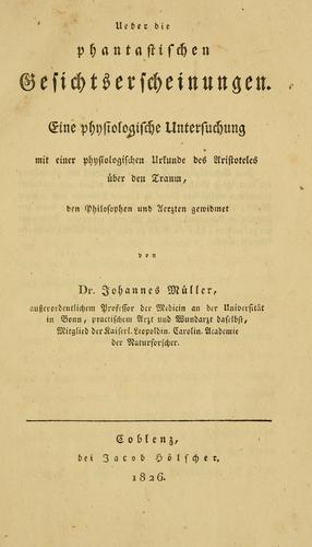 Ueber die phantastischen Gesichtserscheinungen
