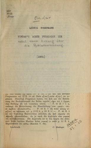 Pindar's achte pythische Ode