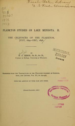 The crustacea of the plankton, July, 1894-Dec., 1896