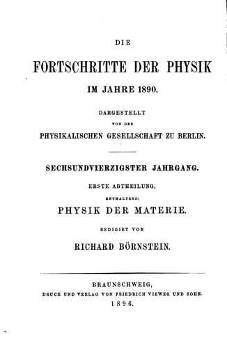 Die Fortschritte der Physik
