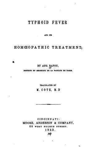 Typhoid fever and its homoeopathic treatment