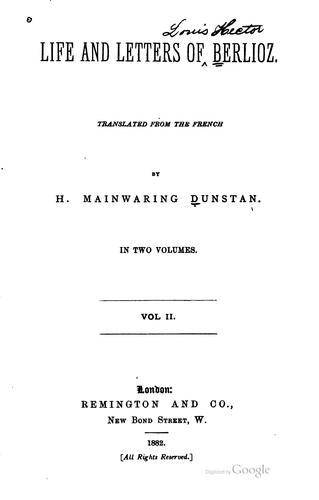 Life and letters of Berlioz