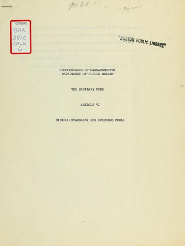 The sanitary code, article vi: minimum standards for swimming pools