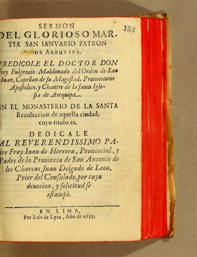 Sermon del glorioso martyr San Ianuario patron de Arequipa