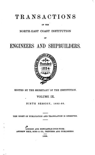 Transactions of the North-East Coast Institution of Engineers and Shipbuilders