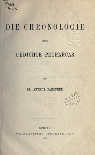 Die Chronologie der Gedichte Petrarcas