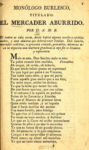 Monólogo burlesco titulado El mercader aburrido