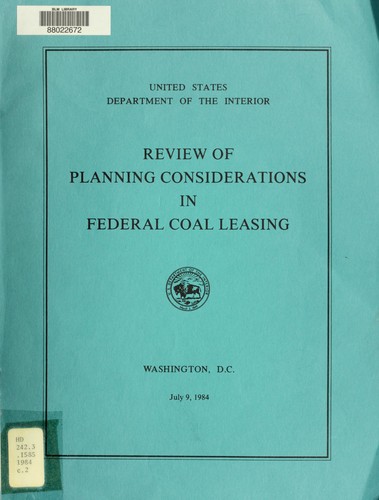 Review of planning considerations in Federal coal leasing