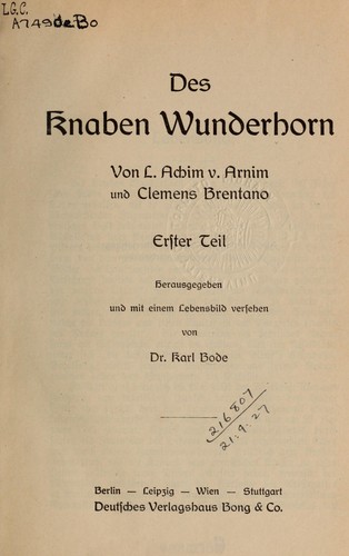 Des Knaben Wunderhorn